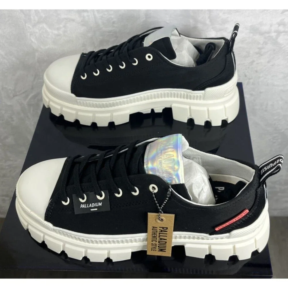 Palladium Women's Revolt Lo TX Shoe Platform Black Marshmallow Size 10 NEW